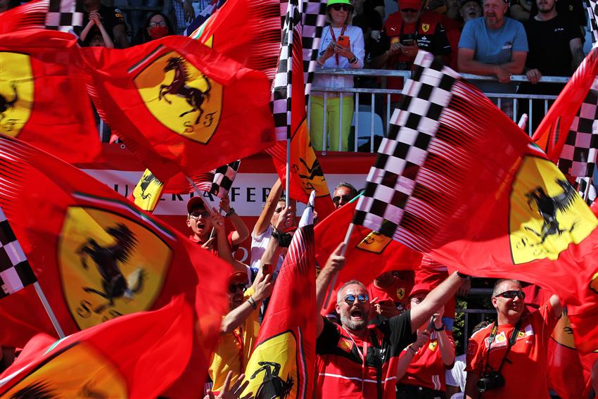 Hundreds of Ferrari flags